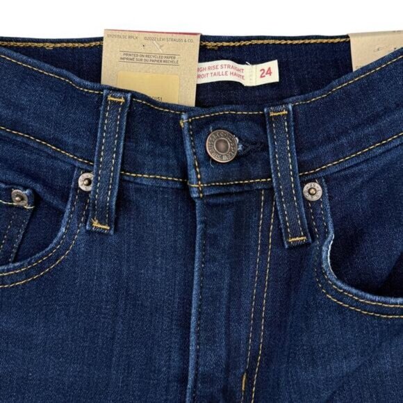 NWT LEVI'S 724 High Rise Slim Straight Jean Sz 24 Raw Cut Off Hem - Picture 5 of 10
